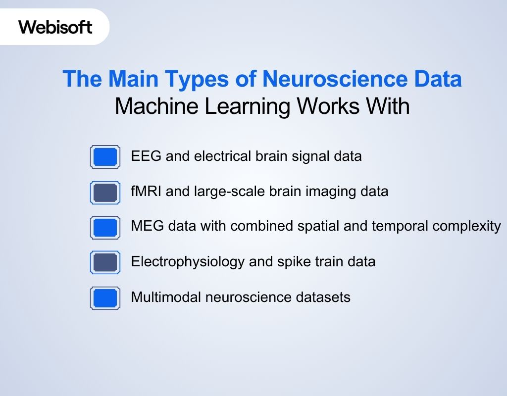 The Main Types of Neuroscience Data Machine Learning Works With